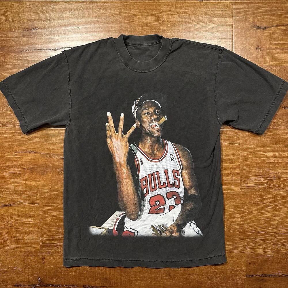 El Capitan Michael Jordan 3 Peat T Shirt Men M Black Chicago Bulls Nipsey Hussle